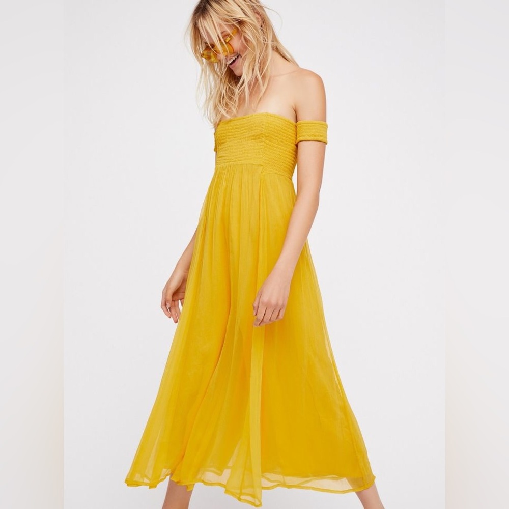 Free People Yellow Strawberry Swing Jumpsuit